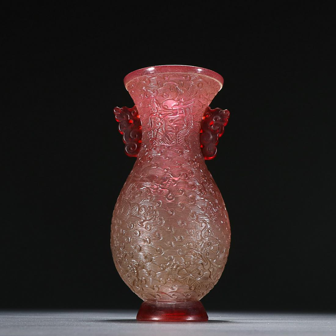 Chinese Glass Vase, 'dragon' Auction