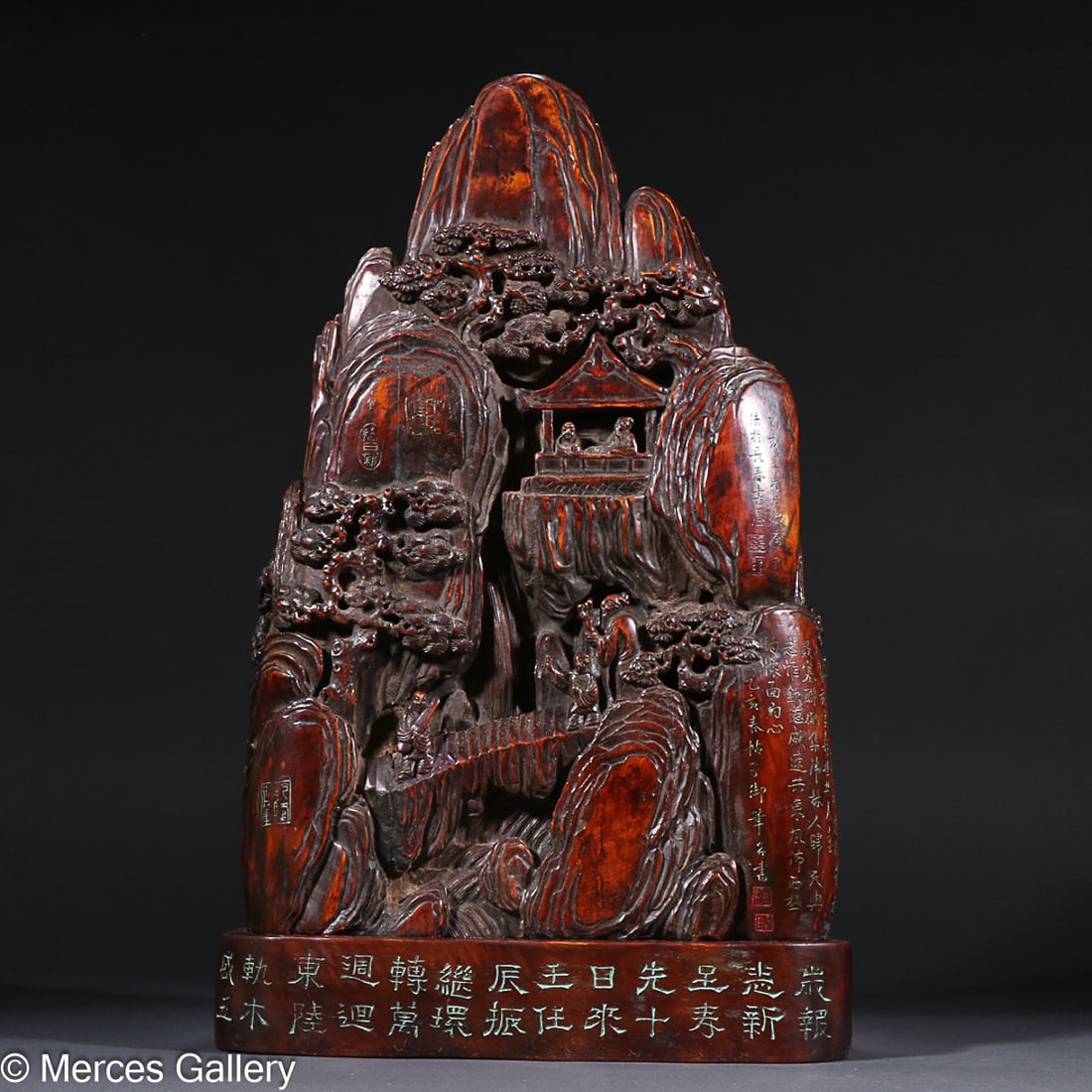 CHINESE SANDALWOOD ORNAMENT, 'FIGURE STORY'