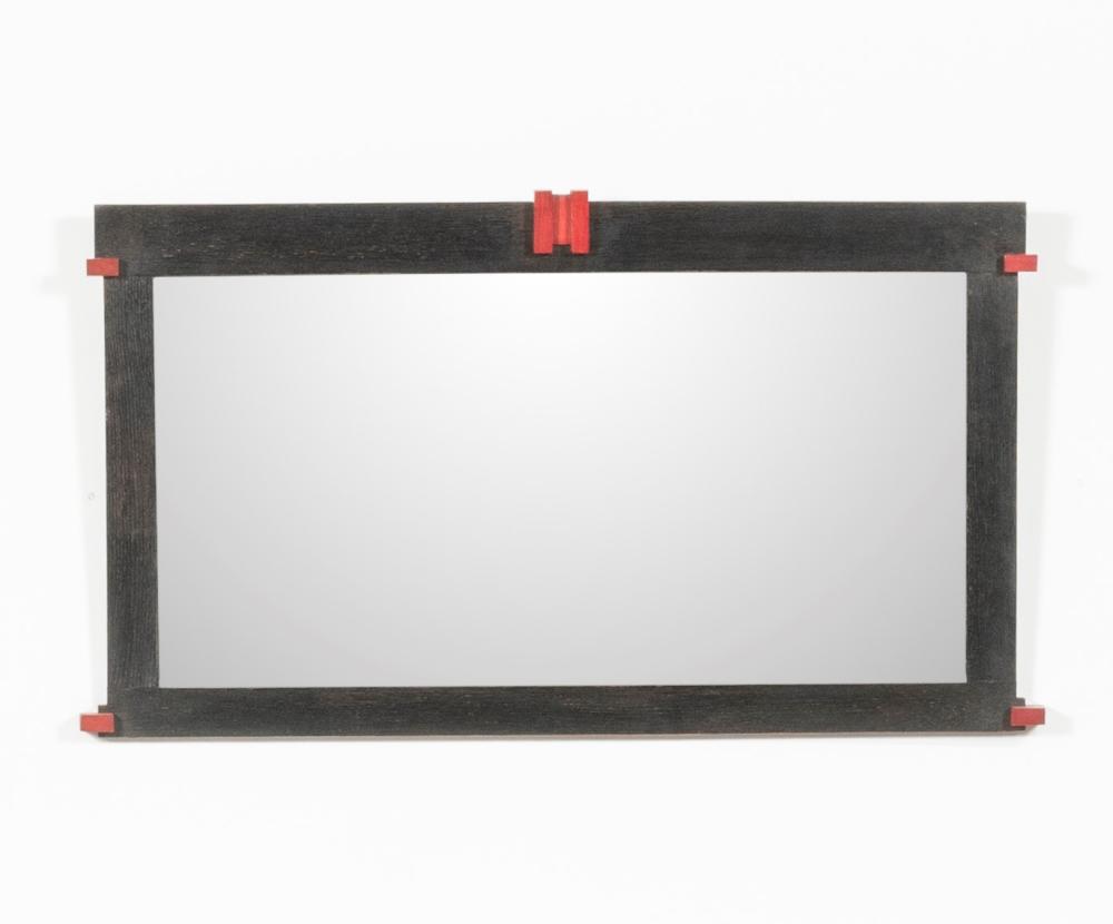 HUIB HOSTE (1881-1957) Miroir Bois laqué…: HUIB HOSTE (1881-1957) Miroir Bois laqué. Spiegel Gelakt hout. Circa 1930. H.46,5 cm L.80,5 cm