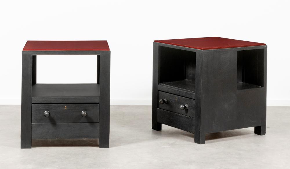HUIB HOSTE (1881-1957) Paire de bouts de cana…: HUIB HOSTE (1881-1957) Paire de bouts de canapés - chevets Bois laqué. Paar bijzettafels Gelakt hout. Circa 1930. H.67 cm L.58,5 cm P.60 cm