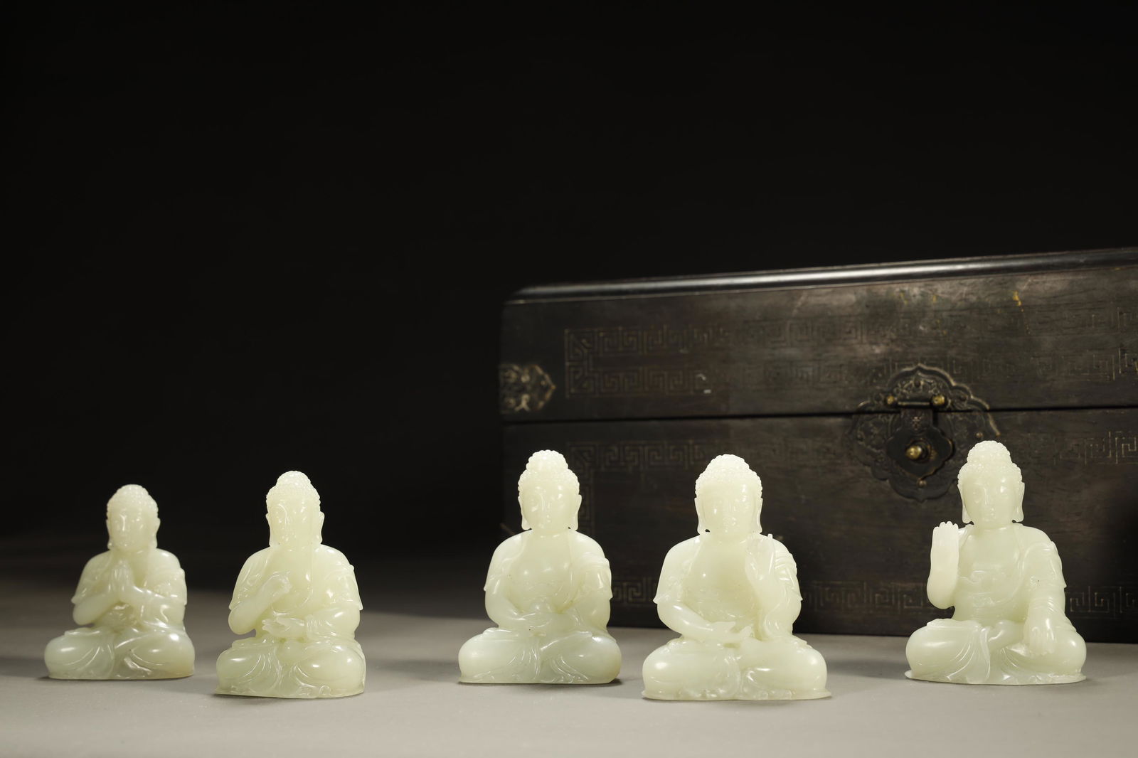 QING DYNASTY WHITE JADE FIVE BUDDHA SAKYAMUNI (1 of 11)