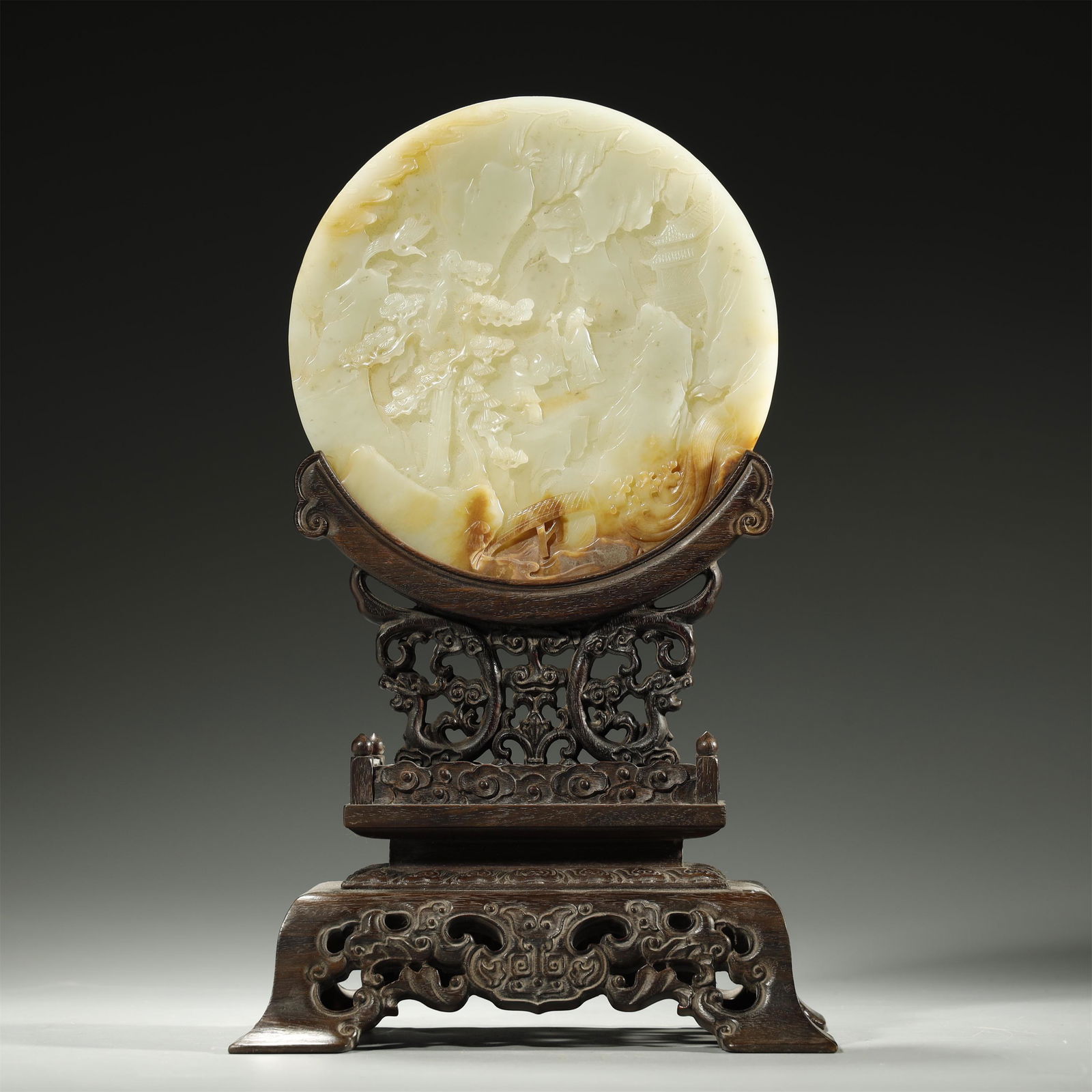 CHINESE QING DYNASTY WHITE JADE CARVED "FIGURE"HONGMU (1 of 9)