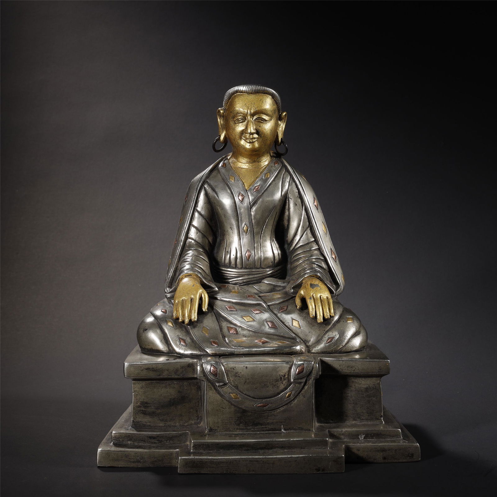 ANCIENT TIBETAN,SILVER BUDDHA STATUE (1 of 11)