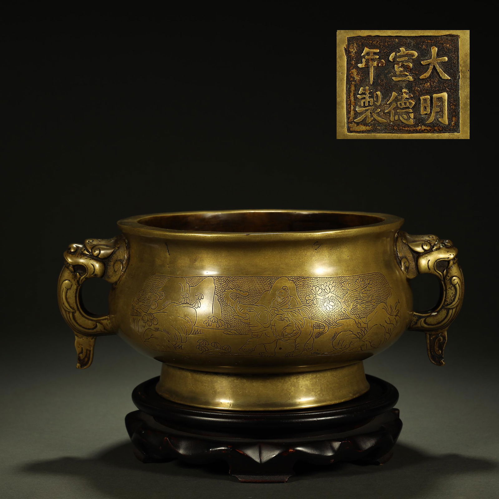 QING DYNASTY,BRONZE LION HEAD CENSER (1 of 12)