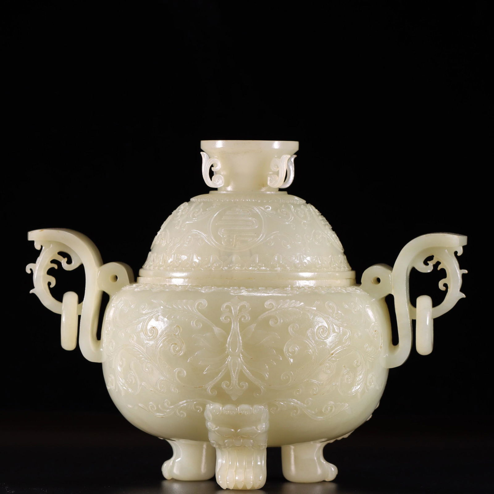 QING DYNASTY,A FINE WHITE JADE CENSER (1 of 6)