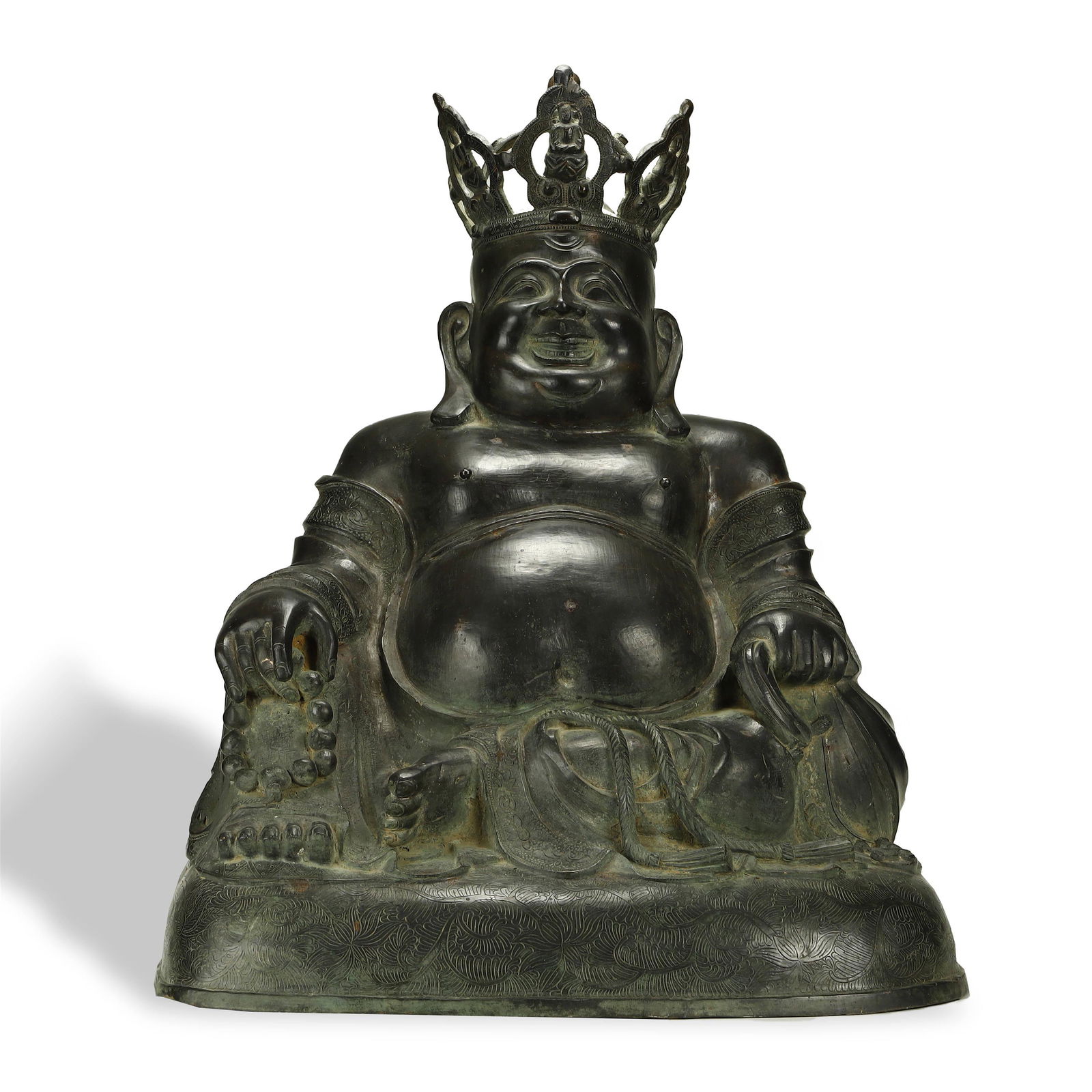 A LARGE BRONZE BUDDHA STATUE,MING DYNASTY (1 of 12)