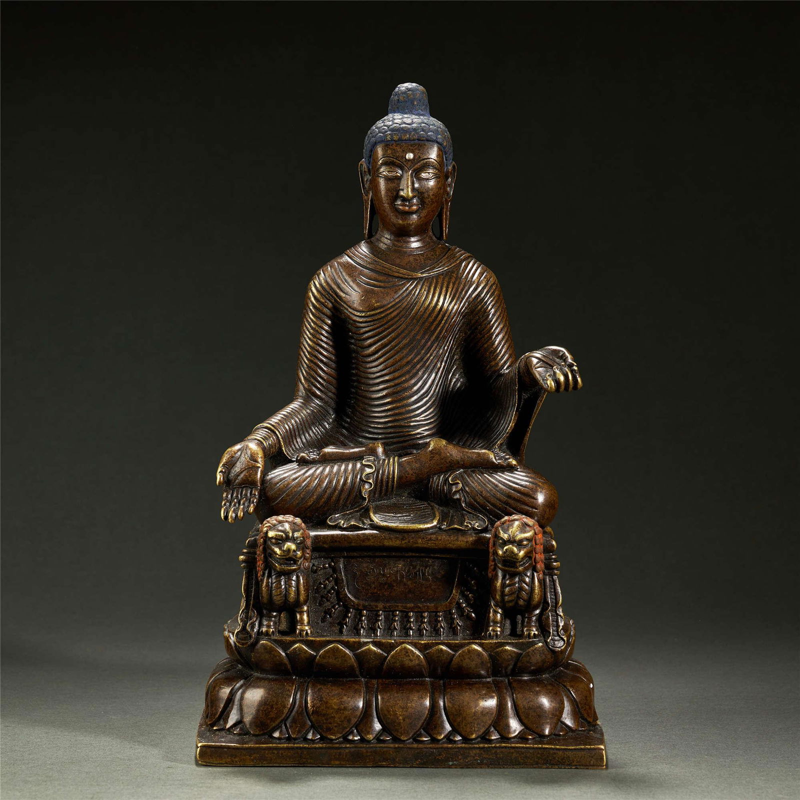 OLD TIBETAN SILVER-INLAED ALLOY BRONZE BUDDHA (1 of 12)