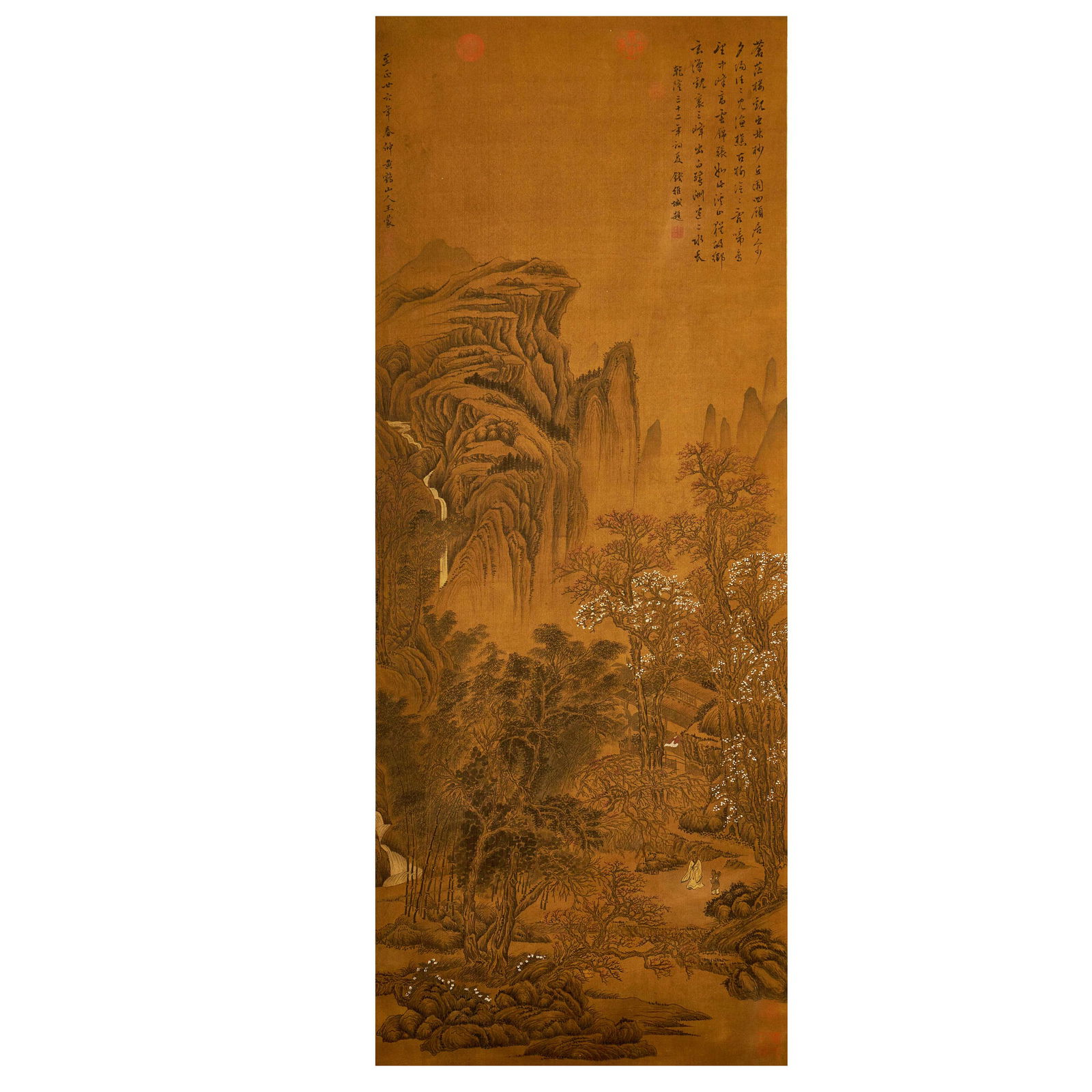 WANG MENG,CHINESE PAINTING AND CALLIGRAPHY SCROLL: WANG MENG,CHINESE PAINTING AND CALLIGRAPHY SCROLL Length:125cm Width:48cm