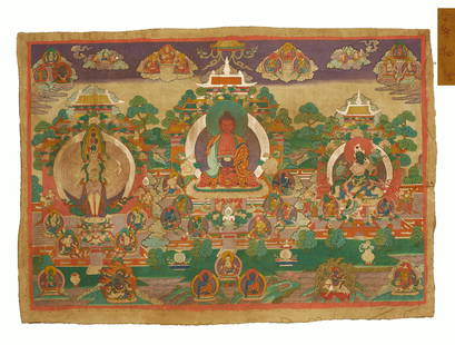 A TIBETAN TANGKA,QING DYNASTY: A TIBETAN TANGKA,QING DYNASTY L:134cm W:95cm