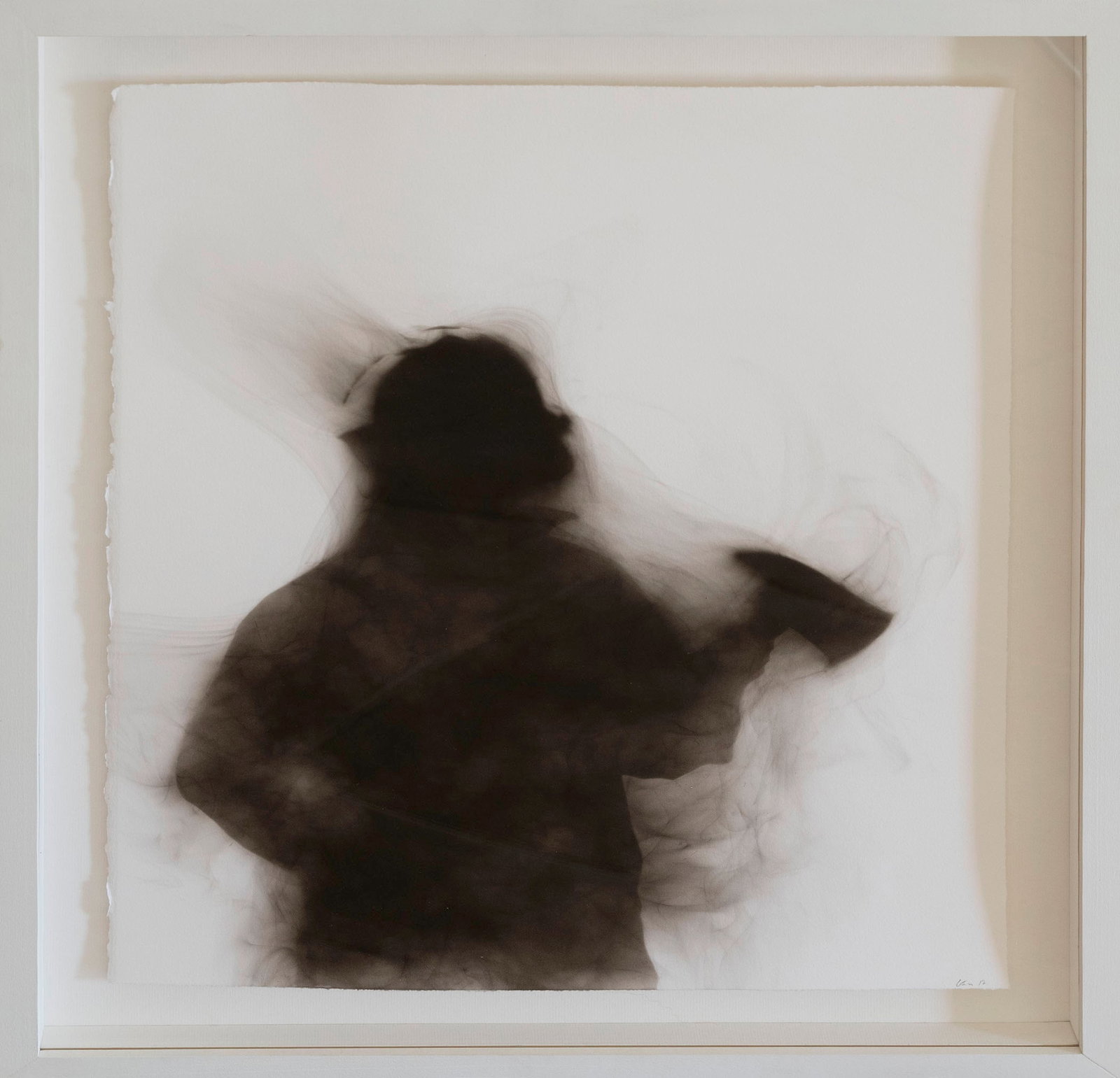 RICH GERE (American 20th/21st Century) A FUMAGE DRAWING: RICH GERE (American 20th/21st Century) “The Call,” 2017 Smoke on paper Signed and dated lower right Sheet: 20 x 16 inches Frame: 24 x 20 inches Proceeds from this auction benefit the Rockport 