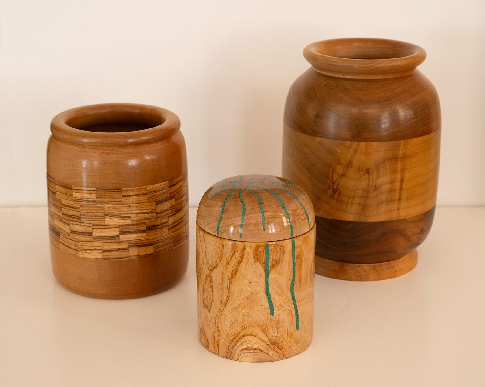 THREE TURNED WOOD VESSELS (1 of 2)