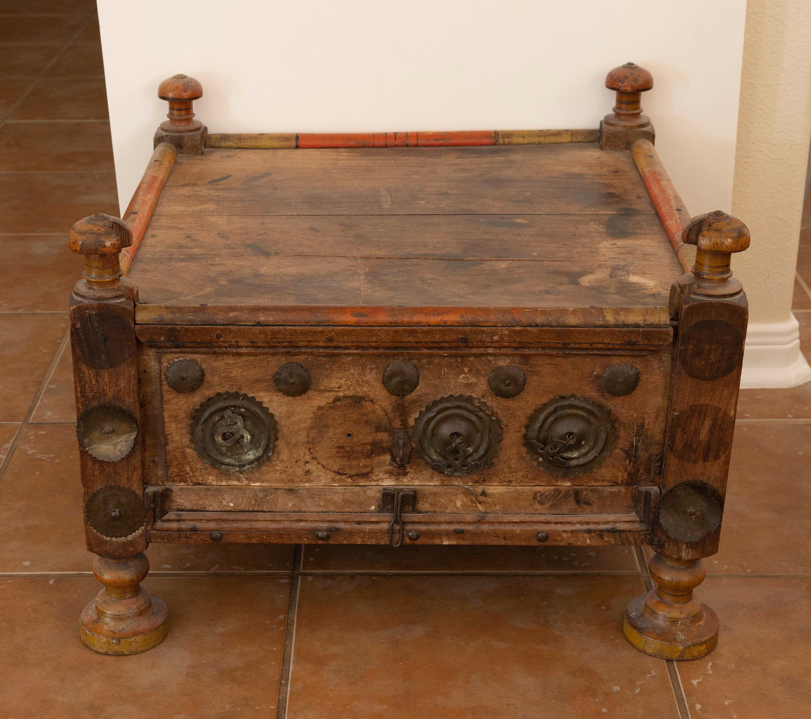 AFGHANISTAN WOOD LOW TABLE CABINET: AFGHANISTAN WOOD LOW TABLE CABINET Wood with metal mounts 16 x 22 x 22 inches Proceeds from this auction benefit the Rockport Center for the Arts Endowment.