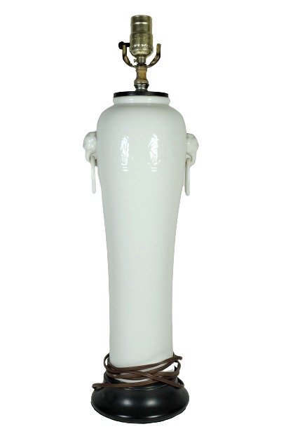 A Tall Oriental White Glazed Porcelain Vase Lamp (1 of 10)