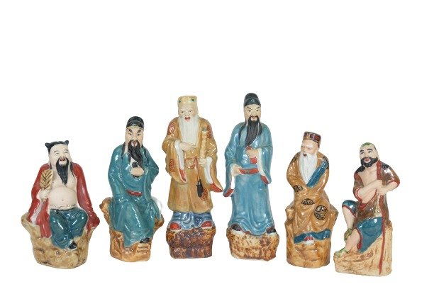 Lot of Six Porcelain Carved immortals (1 of 17)