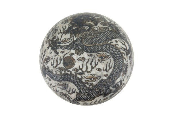 Antique Chinese Black "Dragon" Porcelain Box.Marked (1 of 15)