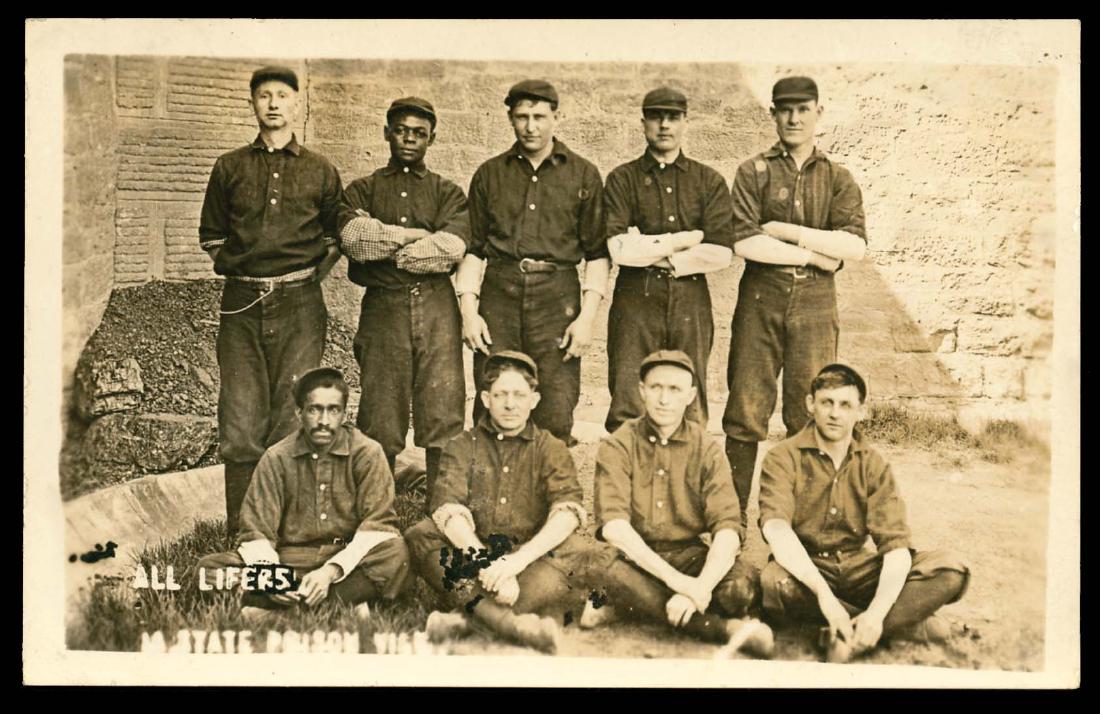 Real Photo - Sports - Baseball: Prison Team RPPC - "All Lifers, IA State Prison." - -