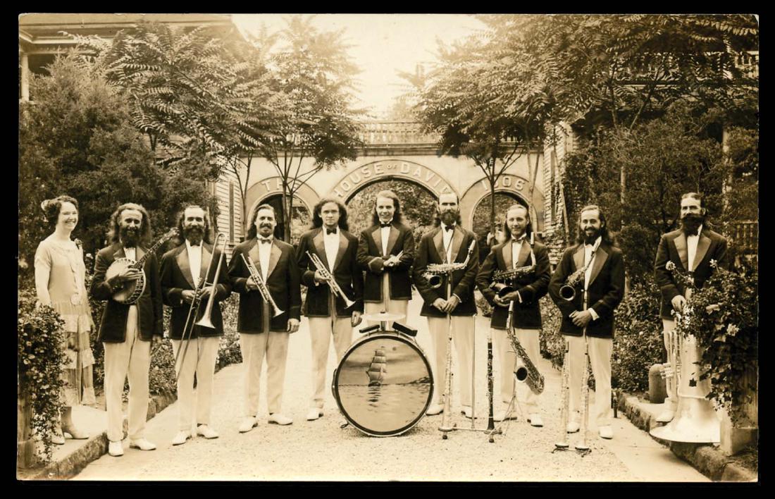 Real Photo - Views, U.S.A. - Michigan: House of David Band RPPC - Fabulous image of the Benton Harbor group, posed with instruments. AZO back, unused. - -