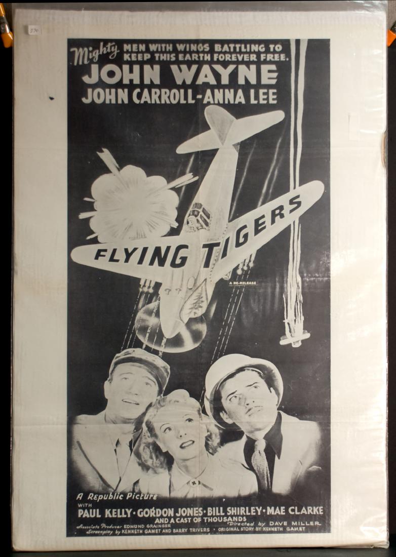 Movie - Flying Tigers: Flying Tigers - 1954 Republic. Starring John Wayne and John Carroll. Re-release. 27" x 40".