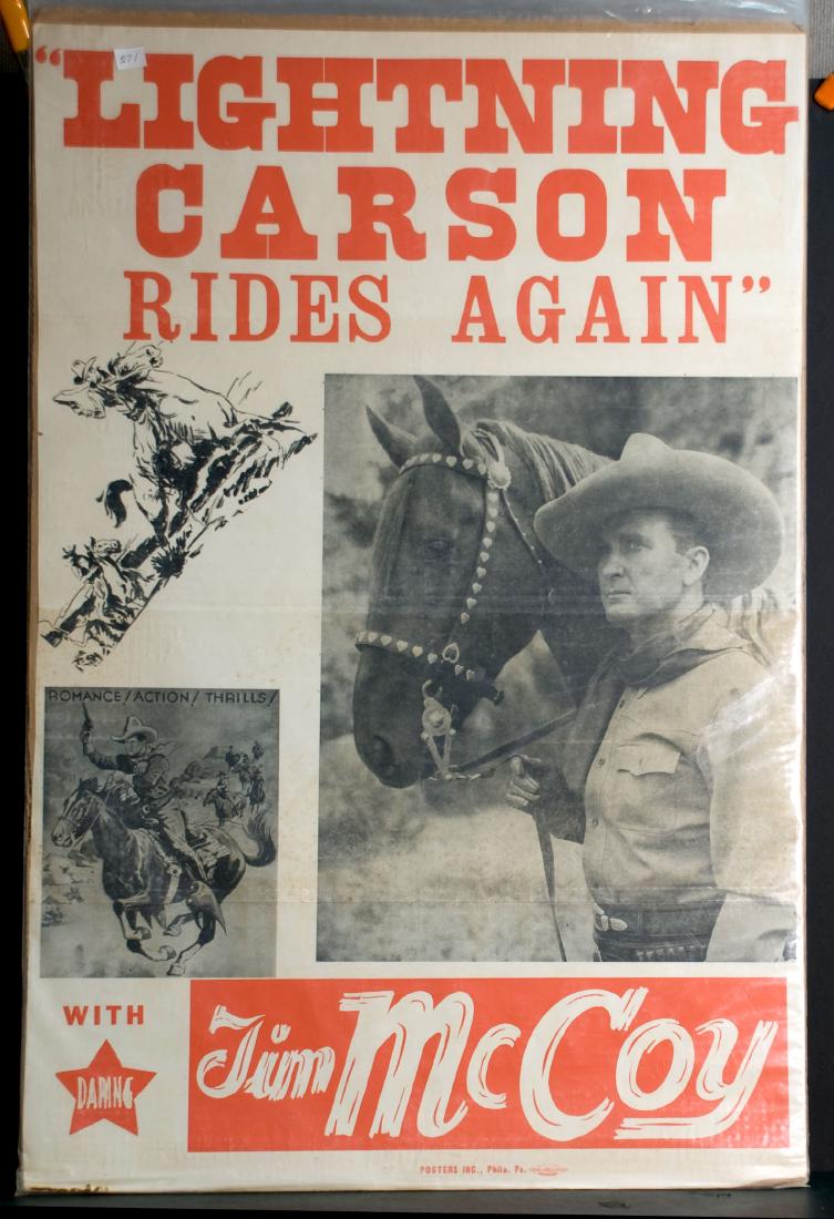 Movie - Lightning Carson Rides Again: Lightning Carson Rides Again - 1938 Victory. Starring Tim McCoy and Joan Barclay. Staining. 27" x 41".