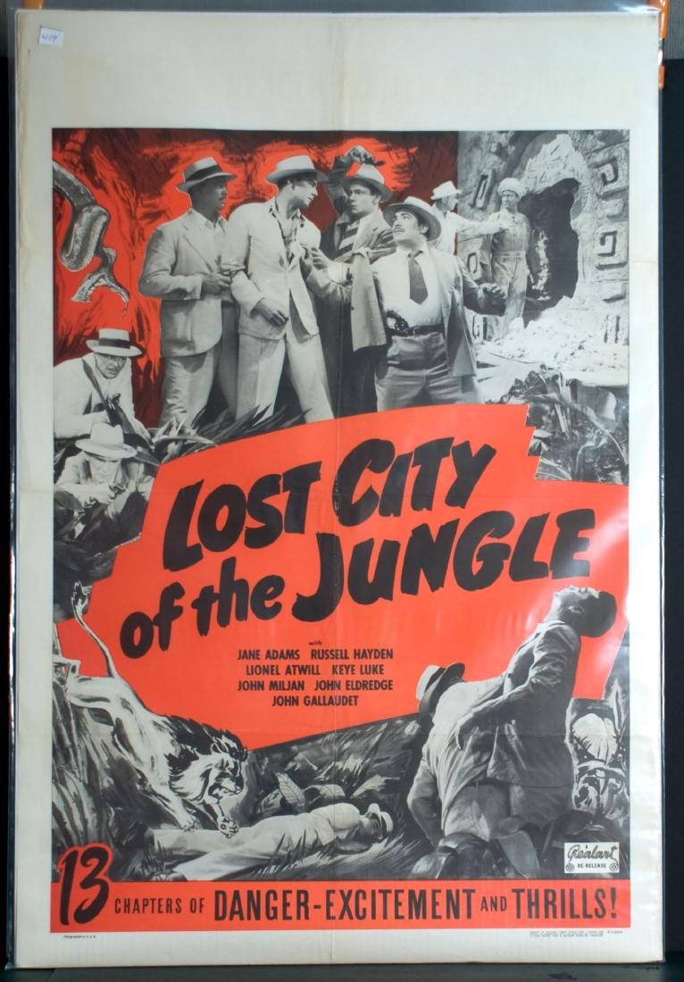 Movie - Lost City of the Jungle: Lost City of the Jungle - 1951 Realart. Starring Jane Adams and Russel Hayden. Re-release. 27" x 41".
