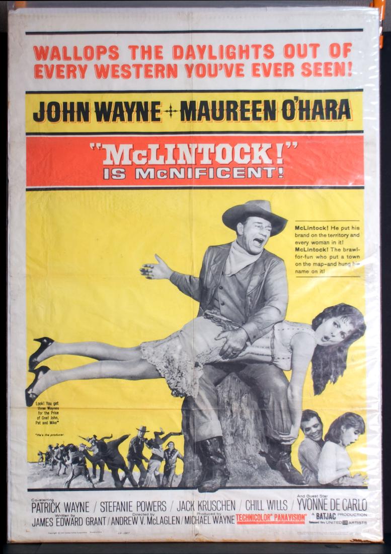 Movie - McClintock is Magnificent: McClintock is Magnificent - Starring John Wayne and Maureen O'Hara. 27" x 41".