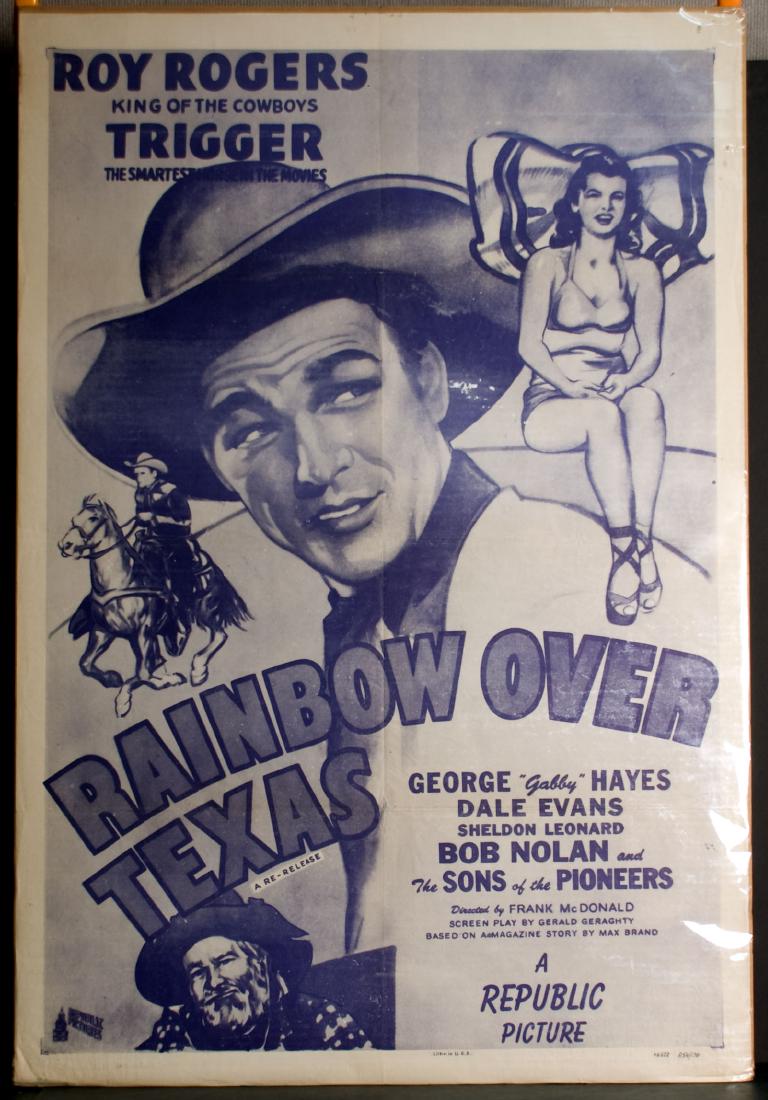 Movie - Rainbow Over Texas: Rainbow Over Texas - Starring Roy Rogers and George "Gabby" Hayes. 27" x 41".