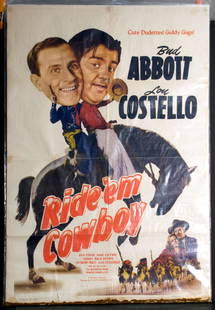 Movie - Ride 'Em Cowboy: Ride 'Em Cowboy - Starring Abbott and Costello. 27" x 41".