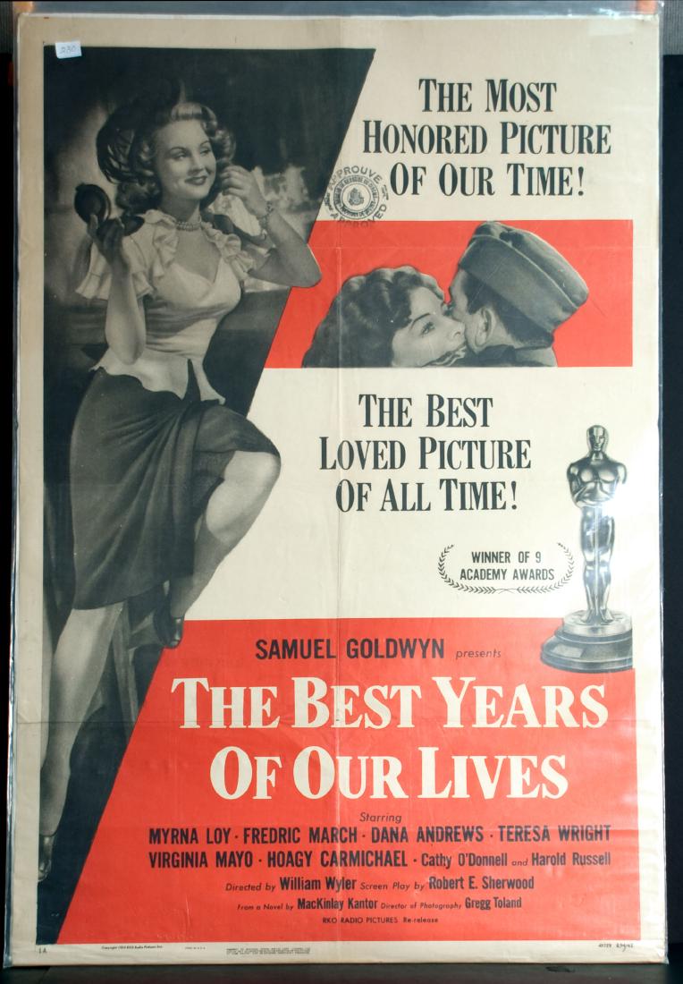 Movie - The Best Years of Our Lives: The Best Years of Our Lives - 1954 RKO. Starring Myrna Loy and Frederic March. Re-release. 27" x 41".