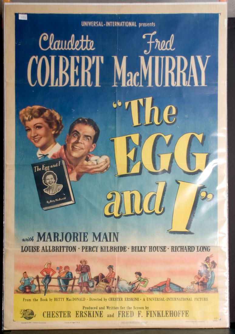 Movie - The Egg and I: The Egg and I - Starring Claudette Colbert and Fred MacMurray. Ma & Pa Kettle played by Majorie Main and Percy Kilbright. 27" x 41".