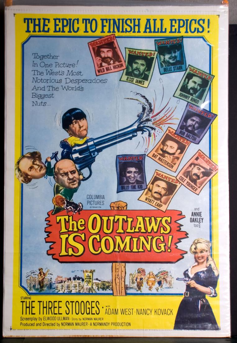 Movie - The Outlaws is Coming: The Outlaws is Coming - Starring The Three Stooges, Adam West and Nancy Kovack. 27" x 41".