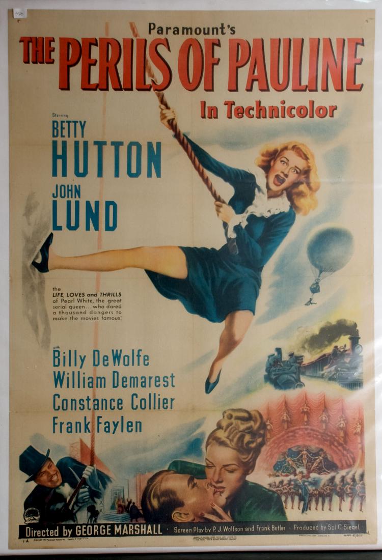 Movie - The Perils of Pauline: The Perils of Pauline - Starring Betty Hutton and John Lund. Directed by George Marshall. 27" x 41".