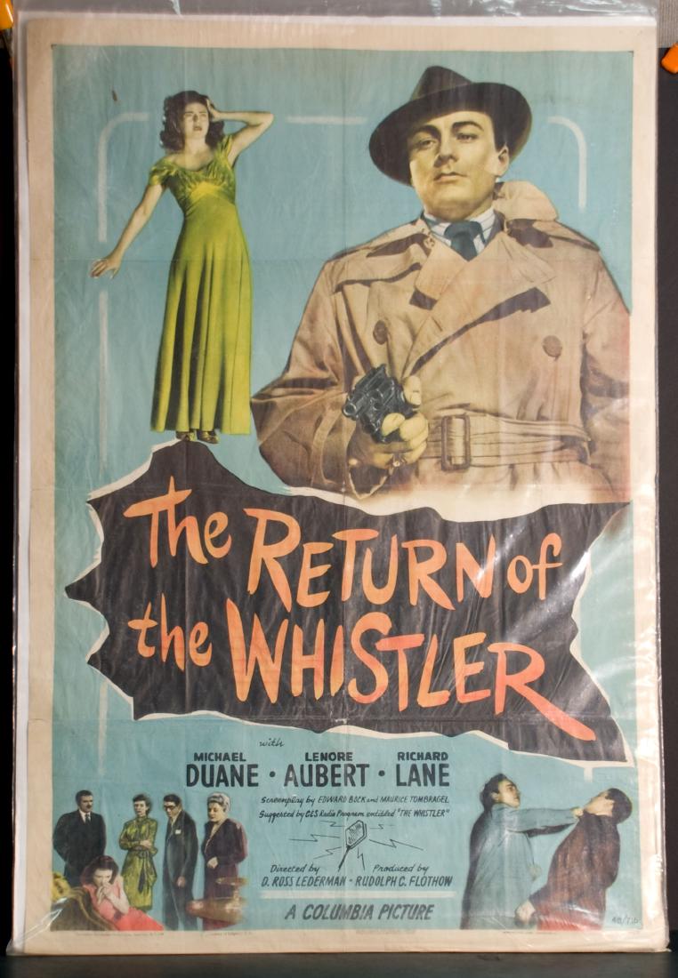 Movie - The Return of the Whistler: The Return of the Whistler - 1948 Columbia. Starring Michael Duane and Lenore Aubert. 27" x 41".