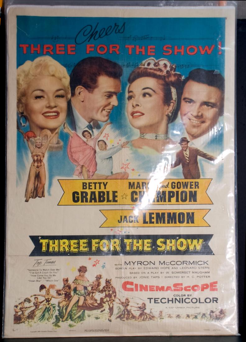 Movie - Three For the Show: Three For the Show - 1955 Columbia. Starring Betty Grable and Jack Lemmon. 27" x 41".