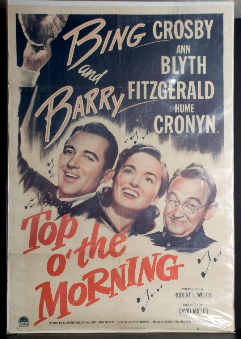 Movie - Top O'the Morning: Top O'the Morning - Starring Bing Crosby, Ann Blyth, Barry Fitzgerald and Hume Cronyn. 27" x 41".