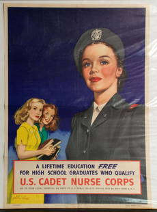 War - A Lifetime Education Free  US Cadet Nurse Corps: A Lifetime Education Free US Cadet Nurse Corps - 18.25 x 25.75