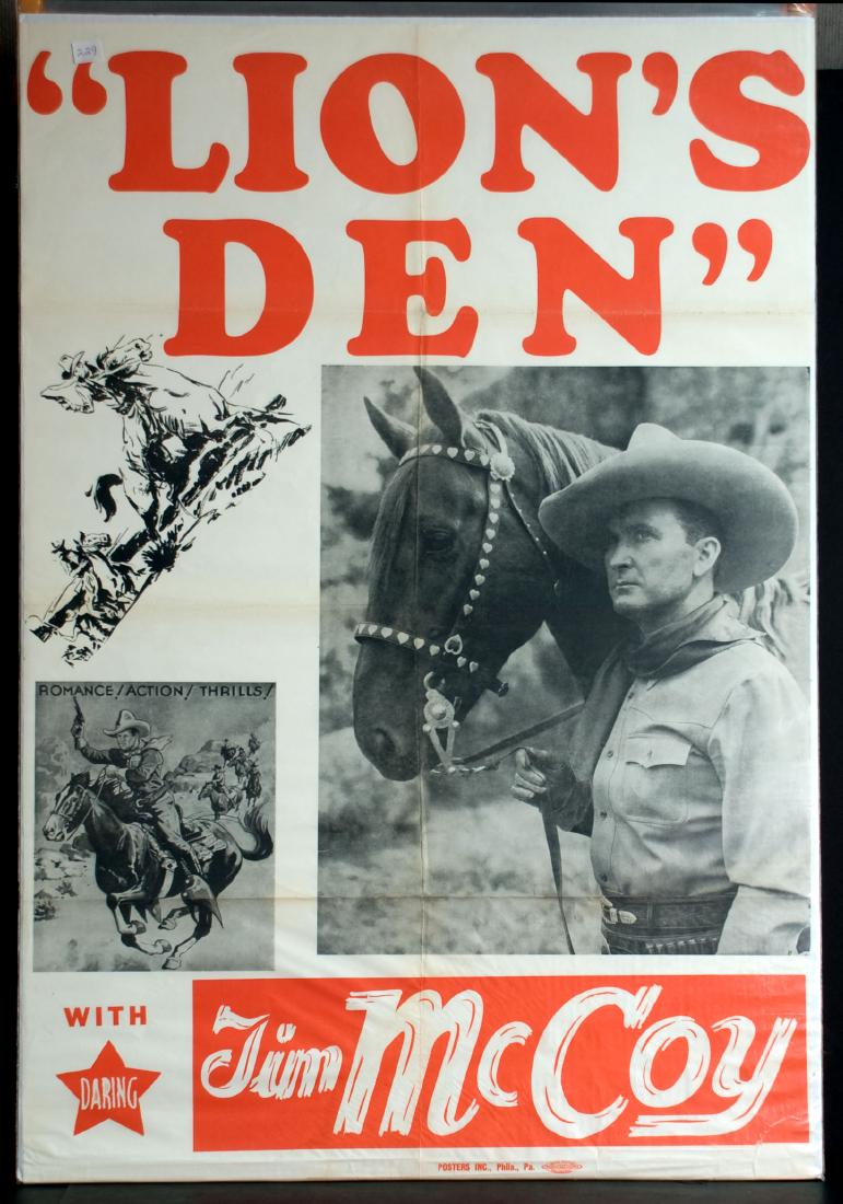 War - Lion's Den: Lion's Den - Starring Tim McCoy. 27" x 41".
