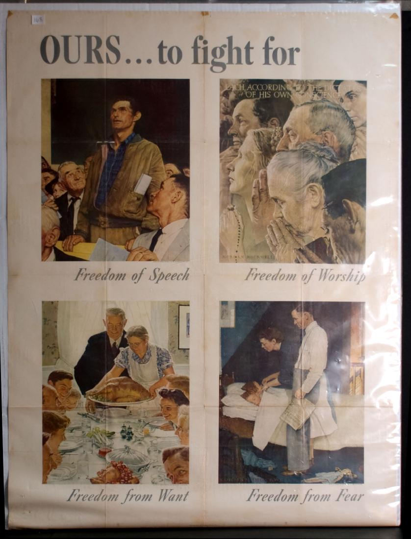 War - Ours to Fight for - Freedom of Speech, Worship,: Ours to Fight for - Freedom of Speech, Worship, Want, Fear - Norman Rockwell. 28.5" x 40".