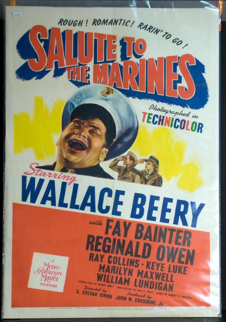 War - Salute to the Marines: Salute to the Marines - 1943 MGM. Starring Wallace Beery. 27" x 41".