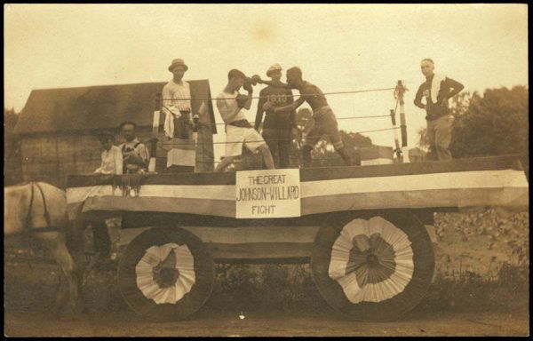 Ethnic Black Americana : Jack Johnson, Jess Willard Fight Great Fourth of July parade float featuring the Jack Johnson - Jess Willard fight. 1
