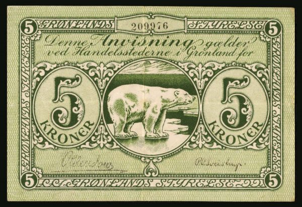 Greenland , Gronlands Styrelse , 15a 5 Kroner 