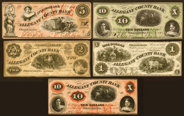 Maryland MD-155 $1, $2, $5, $10 (2) Alleg