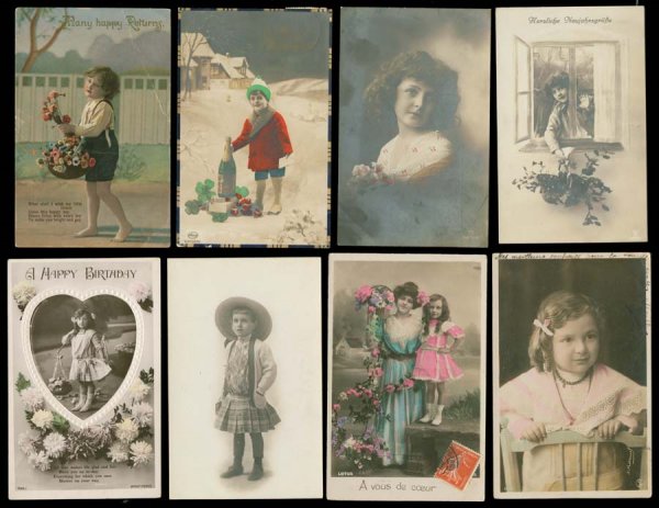 People , RPPC Box Lot, Children , Nice early RPPC