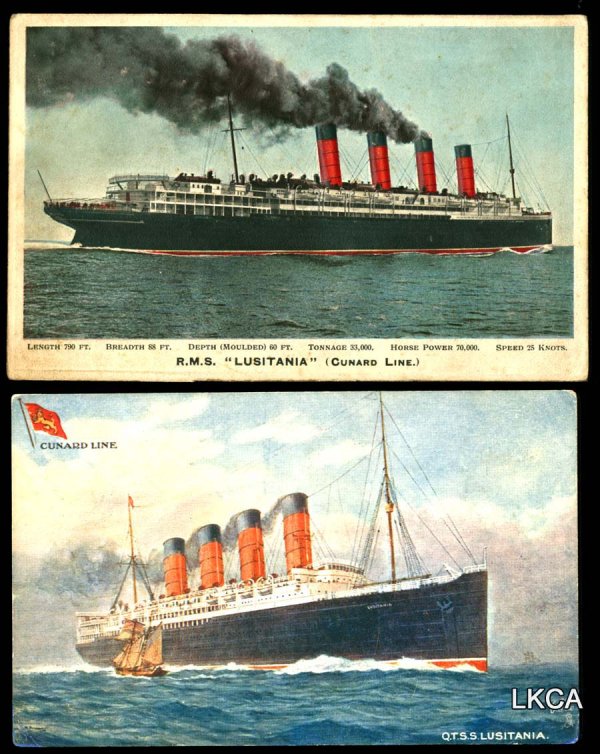 Transportation , Boats, ships , Lusitania Postca