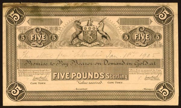 South Africa - Cape Uniform Banknote (unnamed ti