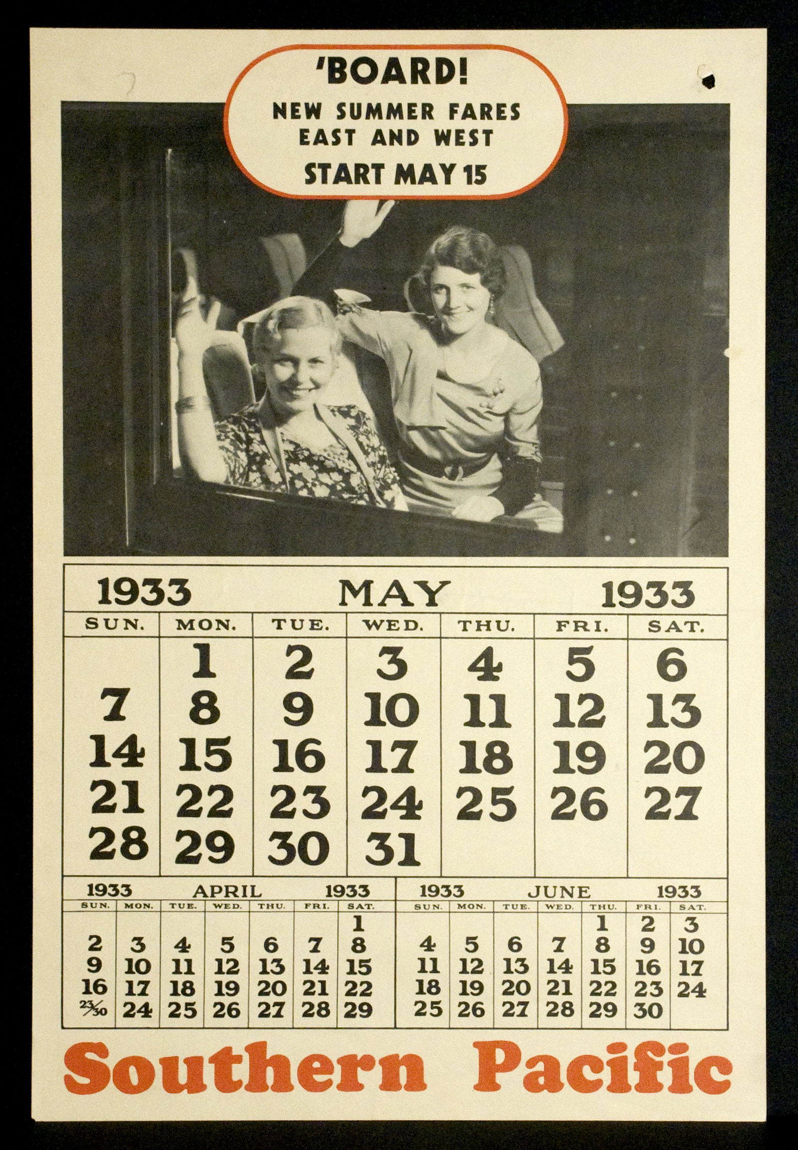 Calendar 1933 / Southern Pacific Railroad Travel Poster (1 of 1)