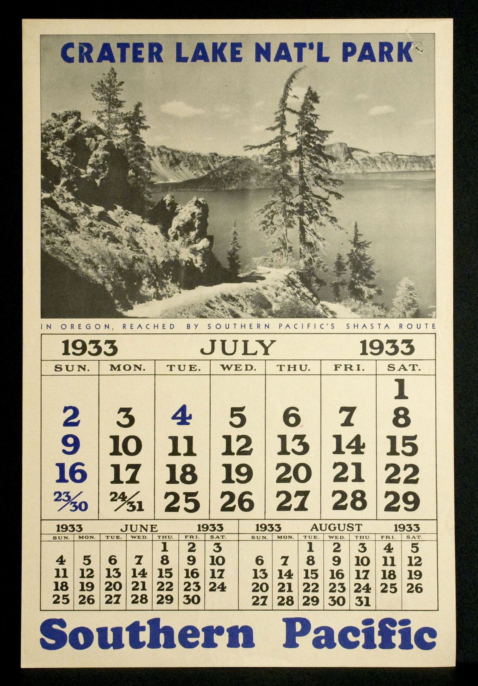 Crater Lake Calendar / Southern Pacific Railroad Travel (1 of 1)