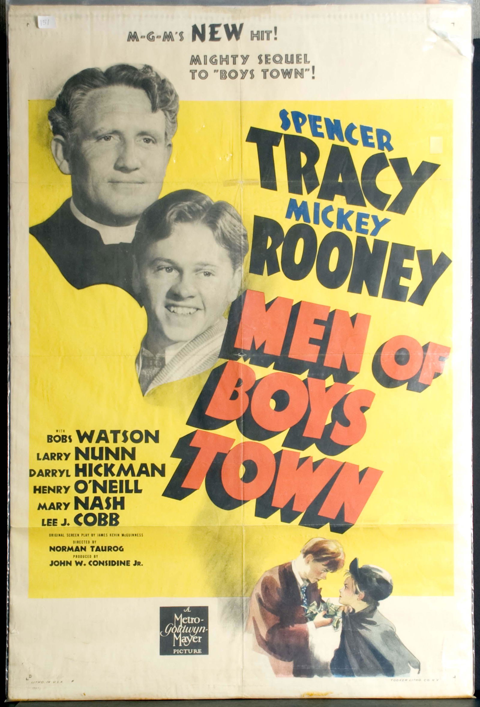 Men of Boys Town Movie Poster: Starring Spencer Tracy and Mickey Rooney. 27" x 41".