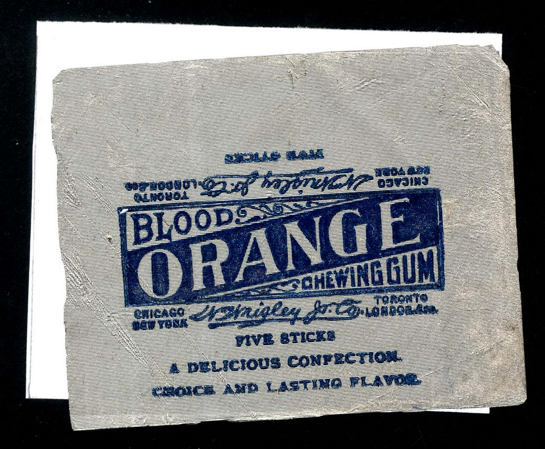 Wrigley's Blood Orange Chewing Gum Foil Single Stick: For the US market. 2.75 X 3.5