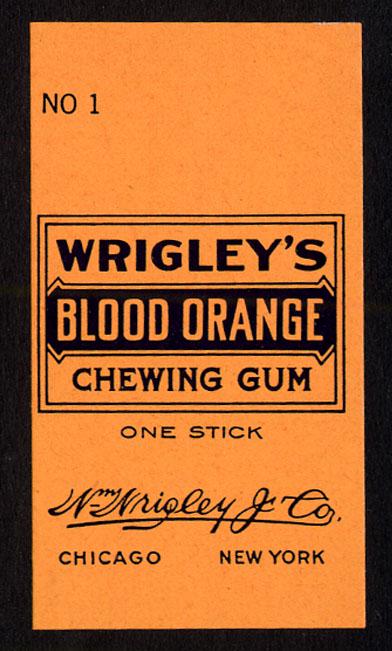 Wrigley's Blood Orange Chewing Gum Single Stick Wrapper: For the US market. 2.25 X 1.25