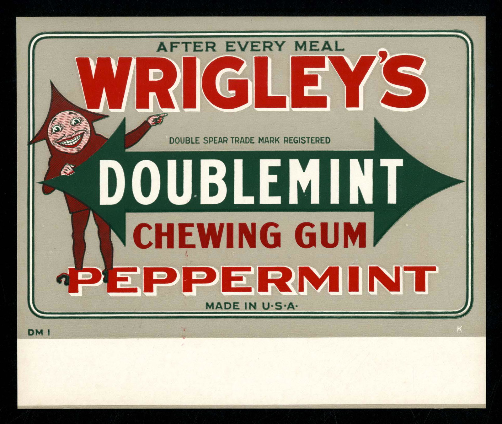 Wrigley's Doublemint Chewing Gum Box Fly for US Market: 5 X 6